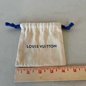 Louis Vuitton Cream Pouch with Blue Drawstring